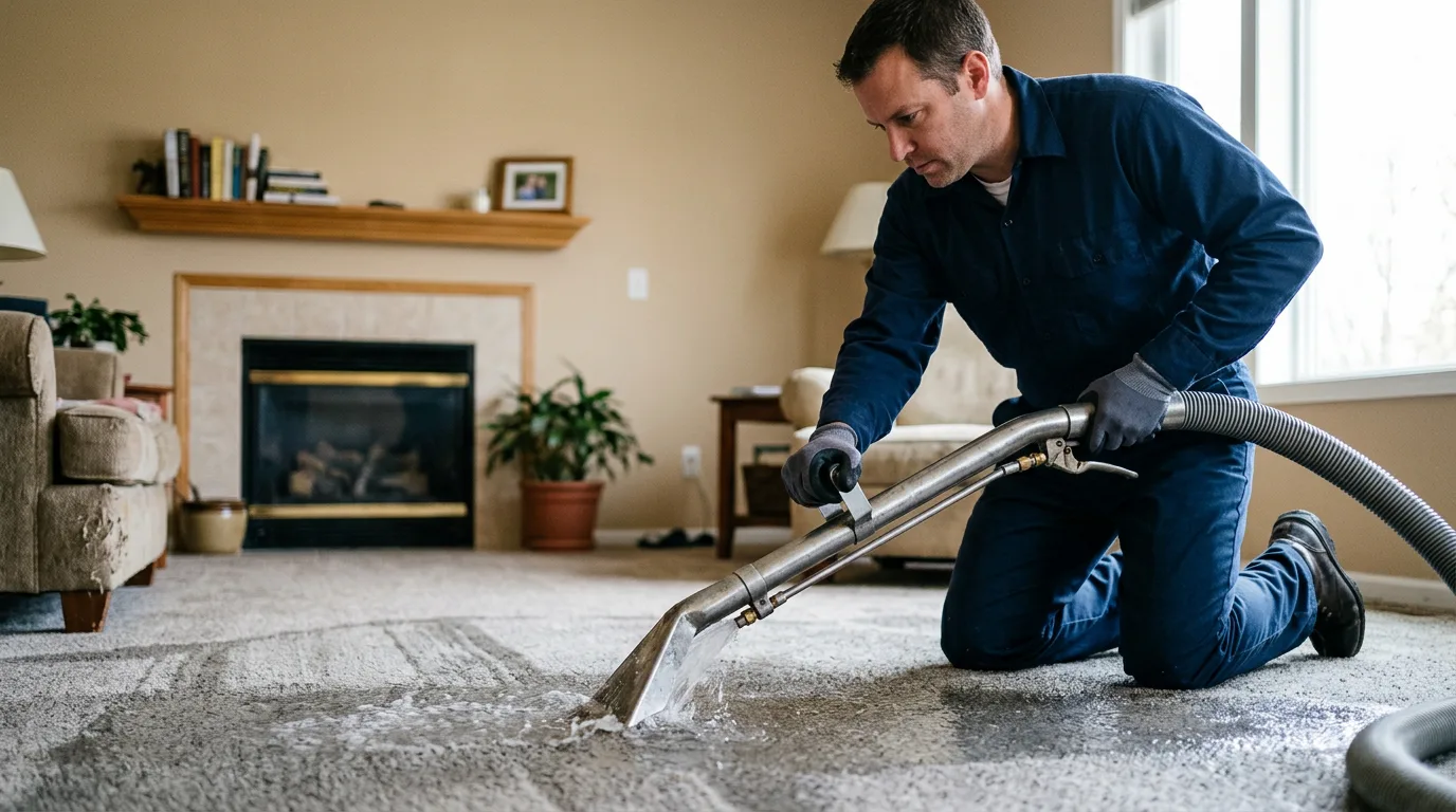Water damage restoration technician working near Lancaster, MN